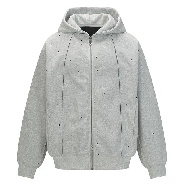 拾个壹先生 美式复古重磅高街泼墨做旧圆点宽松休闲百搭高级感帽衫卫衣 男女同款