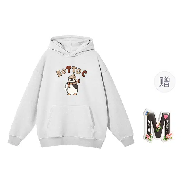 棉购 加绒加厚学生纯棉美式重磅慵懒风宽松外套卡通舒适温暖卫衣 女款