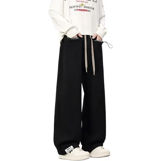 赫赫良衣 美式复古痞帅高街风少年感针织百搭舒适宽松显高显瘦小众高级感学院风韩系潮牌休闲裤 男女同款