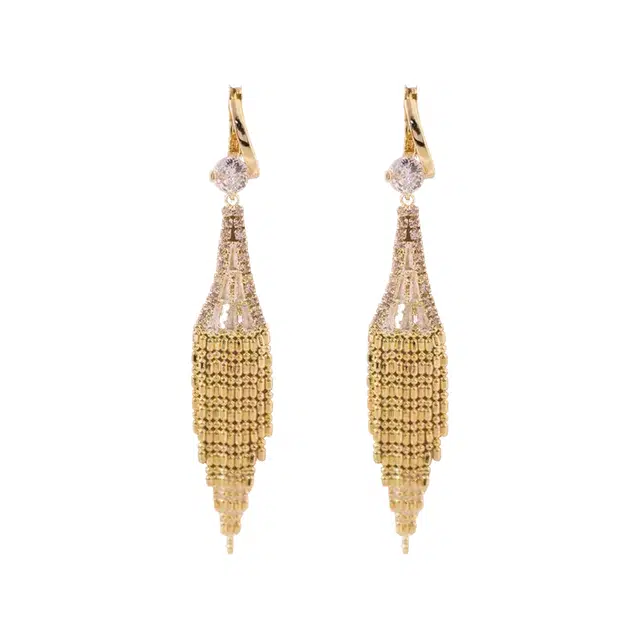 澜耀  超闪满钻流苏 小众设计感精致高级气质大气耳饰 合金 耳环 女款