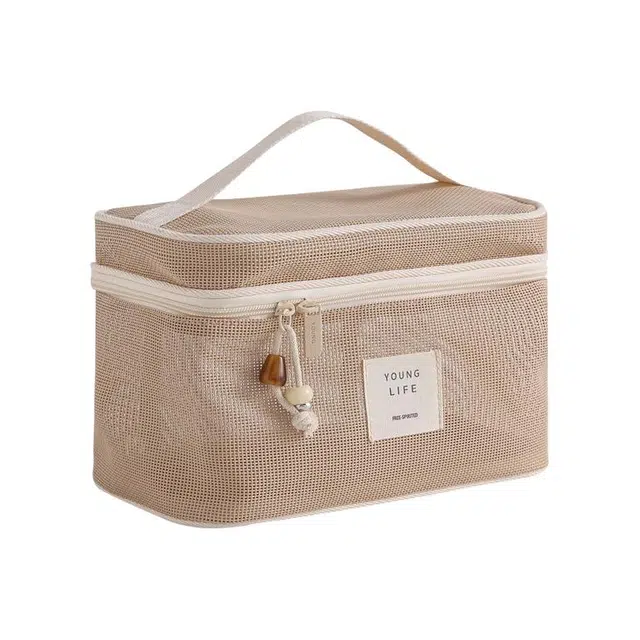 环邦轻便透气网料系化妆包、硬挺沙滩网可沥水洗漱包