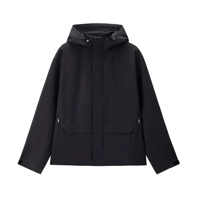 佐丹奴 休闲外套防风防泼水口袋宽松连帽夹克 男款