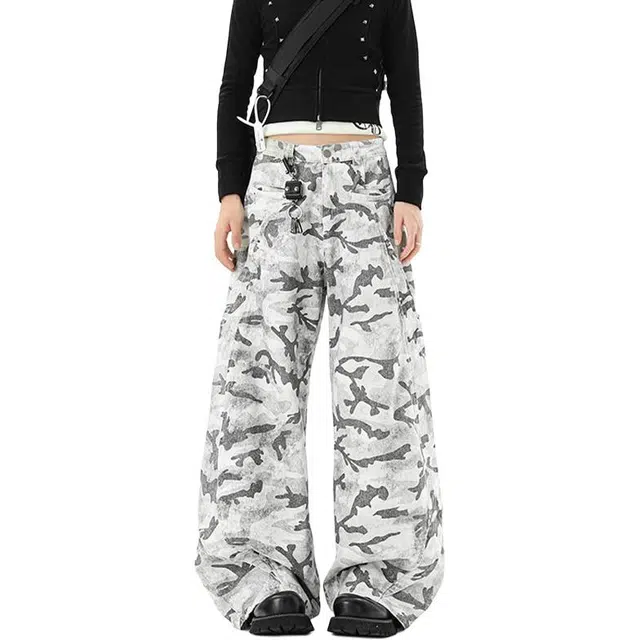 佐菲利 美式高街迷彩潮牌宽松直筒休闲百搭长裤子潮流工装裤 男女同款