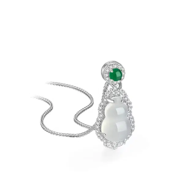 眰恦 新中式葫芦古风吊坠 温柔气质 清冷感 搭配汉服旗袍 福禄双全#好运天然 玉髓 项链 女款