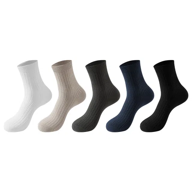 顶瓜瓜 商务休闲棉袜基础款运动高弹力舒适不勒吸汗防臭中筒袜 男款 组合装