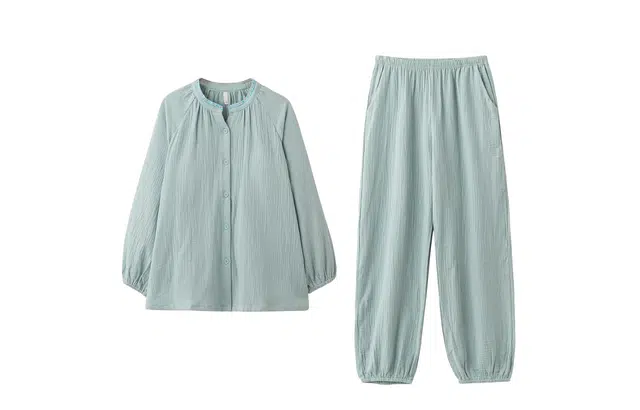 热妒 春秋季纯棉纱布长袖高级感带胸垫一体可外穿家居服睡衣套装 女款