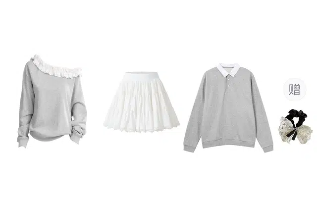 涂诗菲 韩版法式气质百搭半身裙设计感慵懒宽松显瘦长袖针织卫衣情侣套装