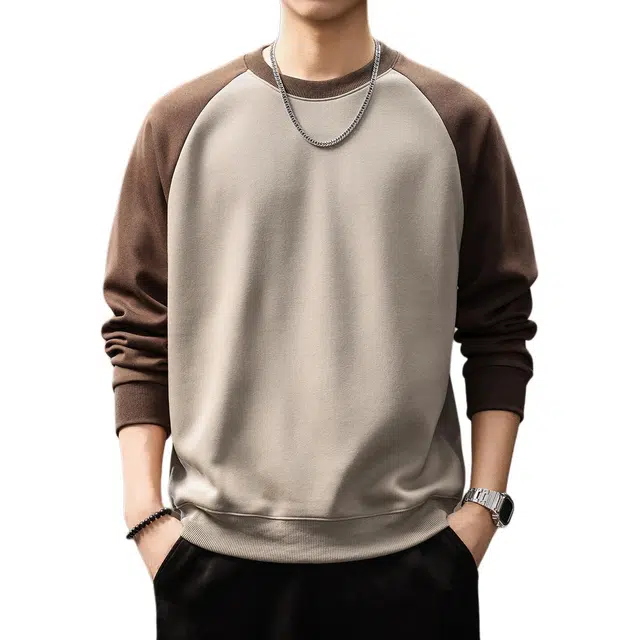 贵色 高端美式复古圆领打底衫上衣长袖卫衣 男女同款