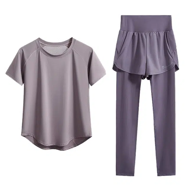 百思绒  瑜伽服户外跑步运动装宽松专业训练跳操服  健身套装  女款