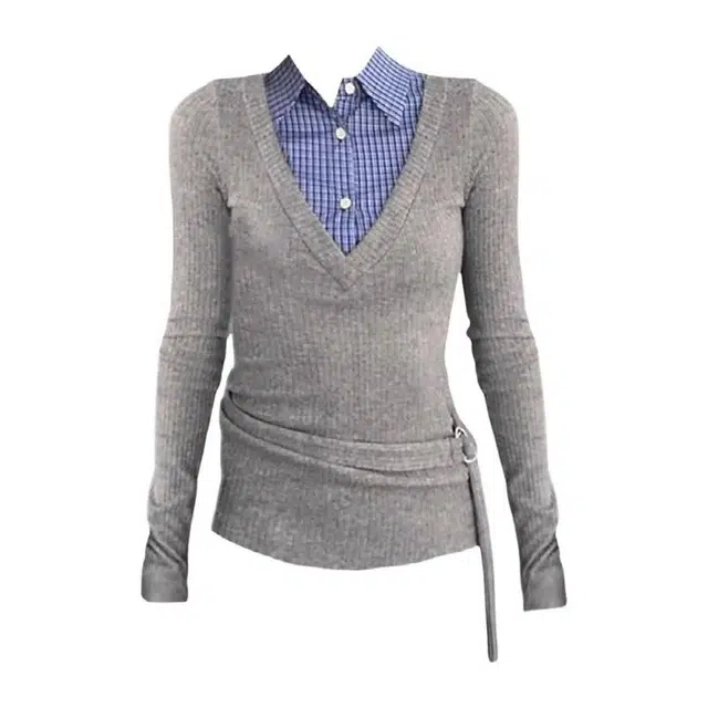 Fusheng Colorblock Polo Long Sleeve Tee