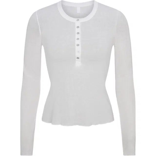 SKIMS SHEER RIB LONG SLEEVE HENLEY FW25T