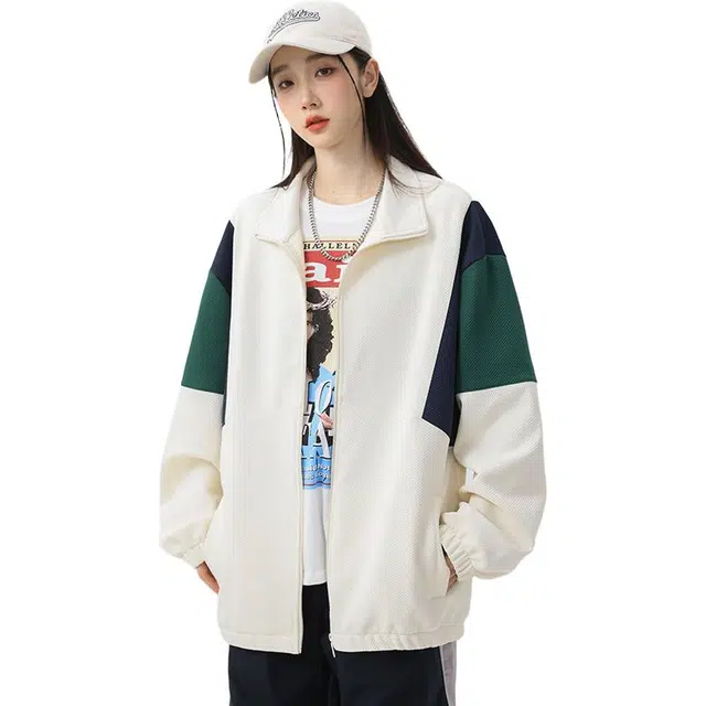 欧迪芬 大码美式潮牌高级感拼接撞色工装冲锋衣外套秋冬季休闲宽松情侣装夹克 男女同款