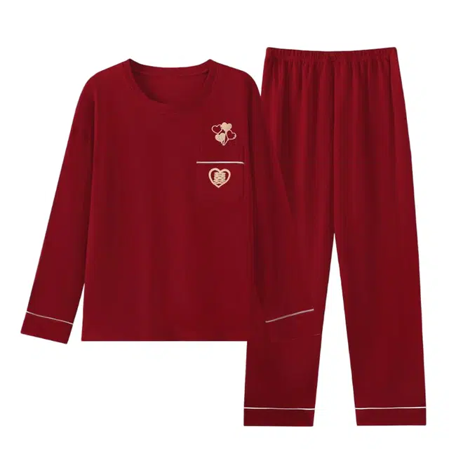 潞优野 高端品质春秋款秋季纯棉薄款长袖家居服本命年睡衣套装 女款