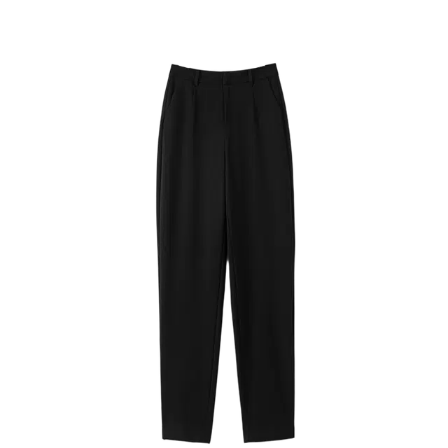 晚白 纯色减龄休闲通勤风高腰西装裤 女款