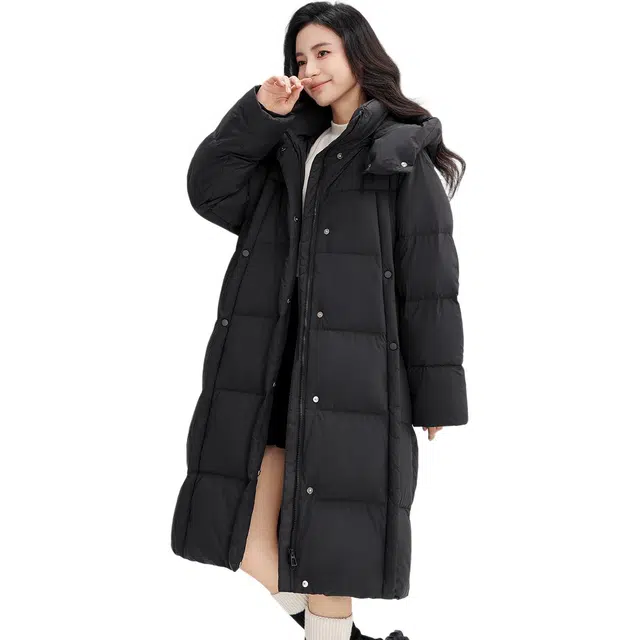 鸭鸭 【简约百搭】长款韩系纯色学生党通勤休闲厚款羽绒服 女款