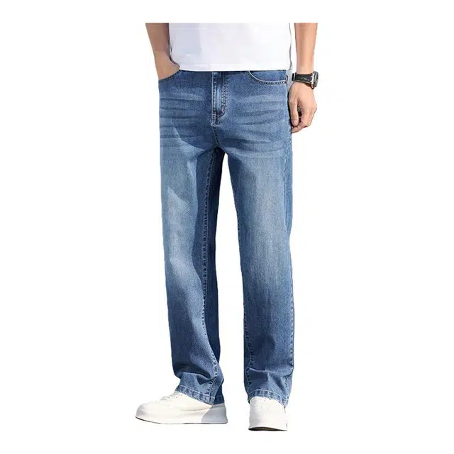 太子龍 薄款美式高街直筒长裤宽松弹力休闲裤牛仔裤 男款