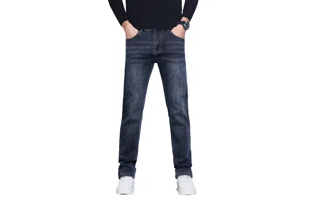 木林森 水洗做旧弹力直筒美式高街显高百搭日常通勤基础款牛仔裤 男女同款