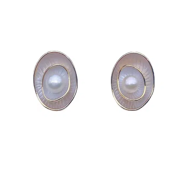 澜耀  白色珍珠 时尚气质高级感小众海边度假耳饰 合金 耳环 女款