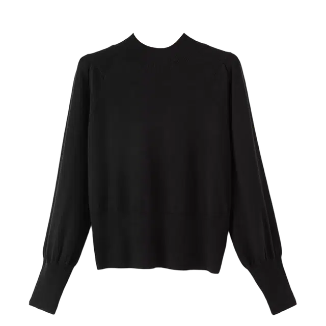 晚白 立领气质纯色简约风百搭显瘦针织衫 女款