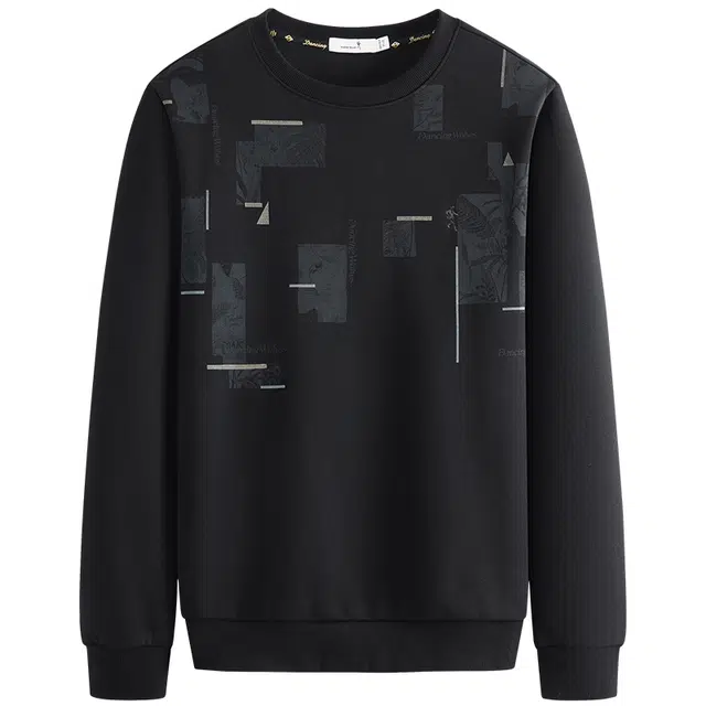 与狼共舞 生活休闲系列 抗静电抑菌高街风潮流印花时尚个性艺术通勤百搭套头圆领卫衣 男款