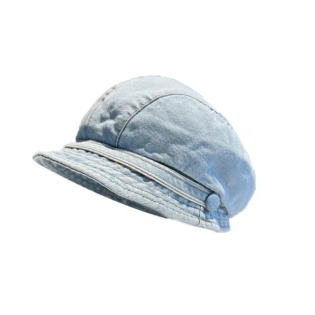 祎步康 复古文艺百搭堆堆帽春秋出街造型贝雷帽女显脸小画家帽 牛仔布 帽子 女款