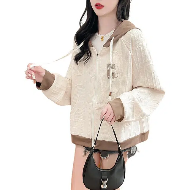 缪斯的诱惑 拉链加内抽秋冬提花字母刺绣外套女卫衣 女款