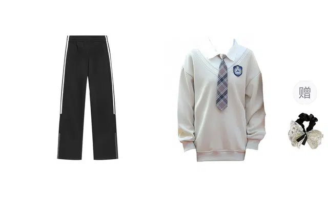 涂诗菲 学院风通勤遮肉气质青春活力假两件针织衫学生班服表演运动会情侣套装