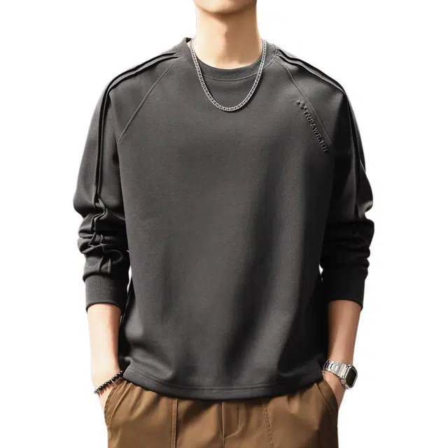 贵色 秋季 美式高端复古拼接褶皱设计感百搭上衣卫衣 宽松 男女同款