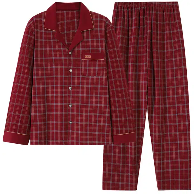 芬腾可安 秋冬纯棉显瘦柔软舒适亲肤轻盈遮肉家居服睡衣套装 男款