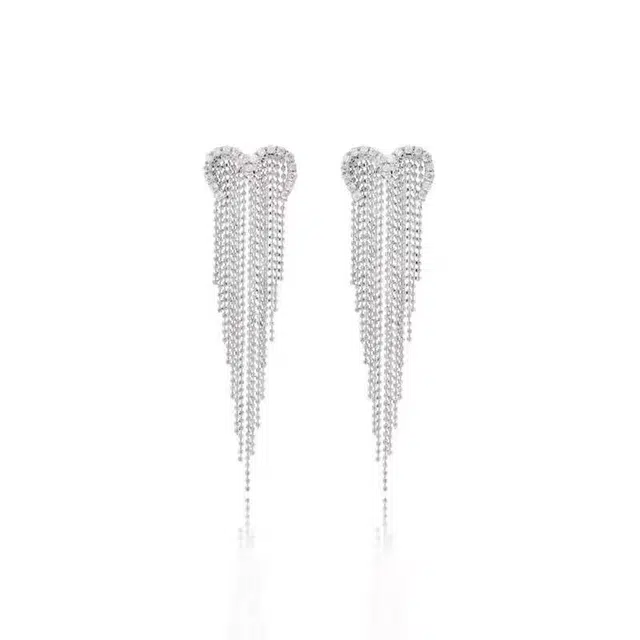 澜耀 心形长款流苏 小众轻奢气质高级感耳饰 合金 耳环 女款