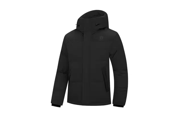 乔丹 防泼水科技 抗静电抗污保暖防风  撞色拼接时尚耐用 户外运动登山通勤 柔软透气百搭休闲羽绒服 男款 黑色