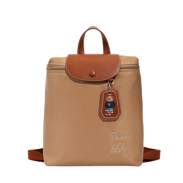 北包包 卡通小熊背包小众设计甜美通勤简约通勤大容量书包 帆布 双肩包 常规 女款 卡其/黑色