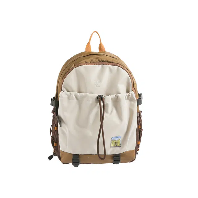 帕克熊 撞色小清新可爱时尚百搭 尼龙布 双肩包 常规 男女同款情侣款 深棕色/绿色