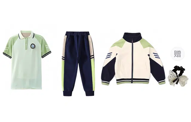 涂诗菲 学院风撞色拼接通勤简约青春气质休闲长袖外套学生班服运动会情侣套装