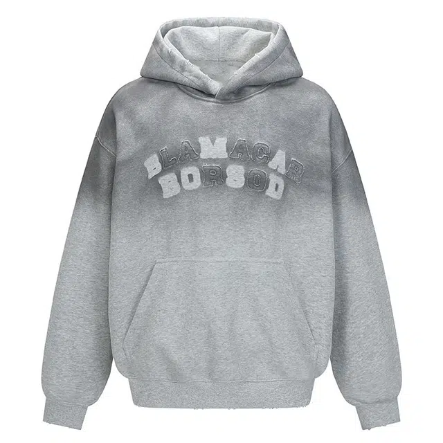 拾个壹先生 美式复古高街渐变做旧小众宽松休闲百搭字母印花帽衫卫衣 男女同款