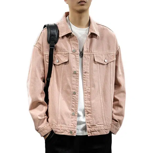 前进牛 美式休闲经典复古潮牌阿苏特染纯色无性别主义潮流潮流中性风多巴胺百搭休闲纯棉长袖牛仔外套 男女同款