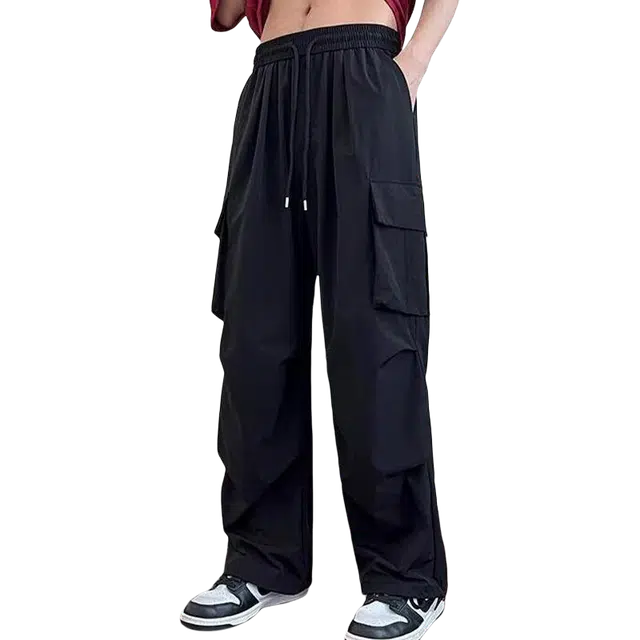 一碗士多 美式复古高街小众纯色百搭垂感宽松舒适直筒阔腿通勤日常活动户外登山伞兵裤机能休闲裤 男女同款