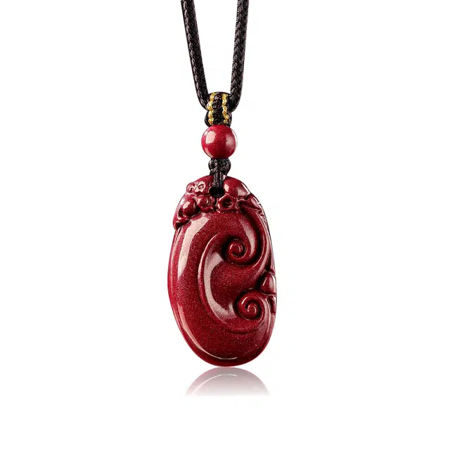 谧月珠宝 新中式本命年复古首饰小众简约百搭吉祥健康招财转运诸事顺利中国红锁骨链可调节经典轻奢风好运 朱砂 项链 男女同款情侣款