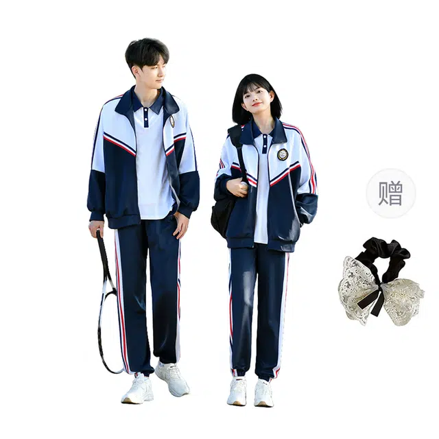 涂诗菲 学院风款拼接青春气质简约显瘦通勤长袖外套学生班服运动会情侣套装