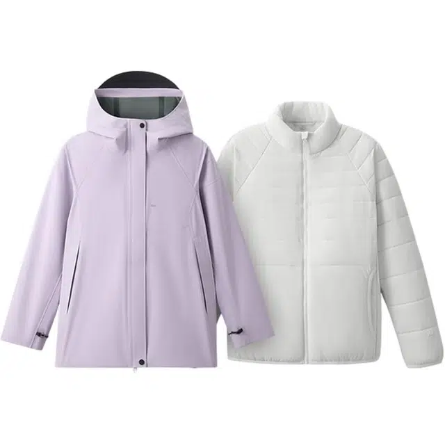 蕉下  三合一纯色厚款合身  防水防风保暖防寒冲锋衣 女款 高暖款