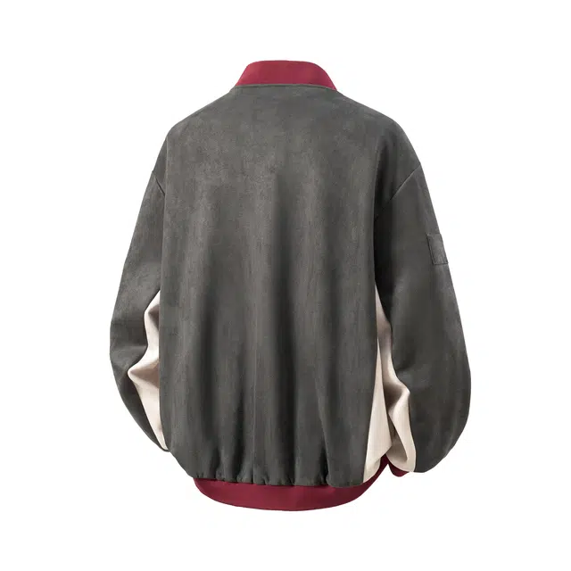 艾梵斯贝 美式复古潮流字母绣花拼接立领棒球服潮酷无性别日常通勤百搭高级感宽松休闲时尚高街风情侣款夹克 男女同款