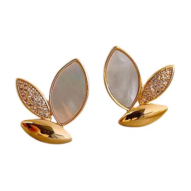 彤彤兔 时尚百搭个性叶子耳环女潮流简约小巧精致耳饰品 合金 耳钉 女款