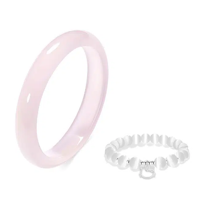 【足银转运猫咪】 琉堇 白月光荔枝冻桃花粉素圈叮当镯 一步一响清冷感美人镯 优雅古风旗袍汉服显白宫廷风贵妃镯#好运 琉璃 手镯 女款