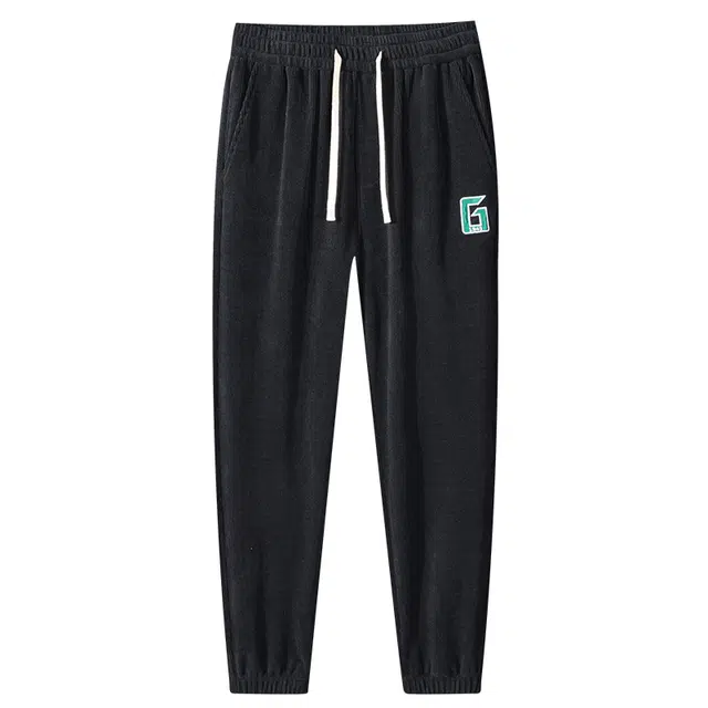 袋鼠 纯色简约基础款潮流高街时尚拖地百搭休闲裤 男女同款