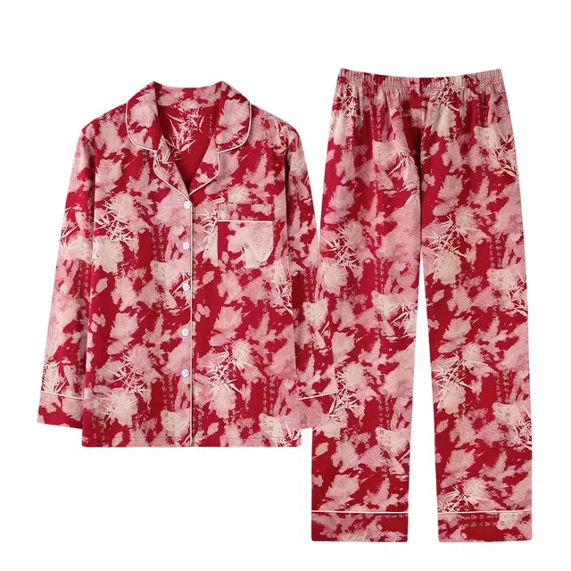 潞优野 高端品质春秋款纯棉舒适长袖秋季妈妈大码秋冬薄款家居服睡衣套装 女款