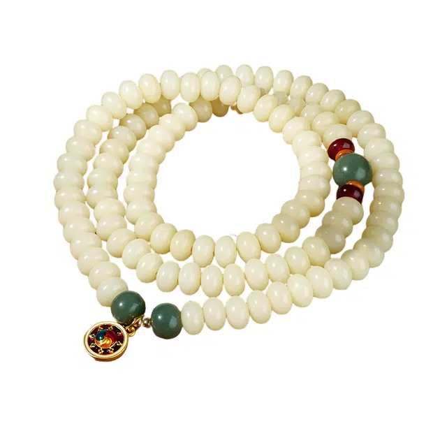 仙园韵 白玉菩提多圈文玩盘玩念珠子手链男女款浪漫轻奢幸运招财情侣配饰#好运 白玉菩提 手串 男女同款情侣款