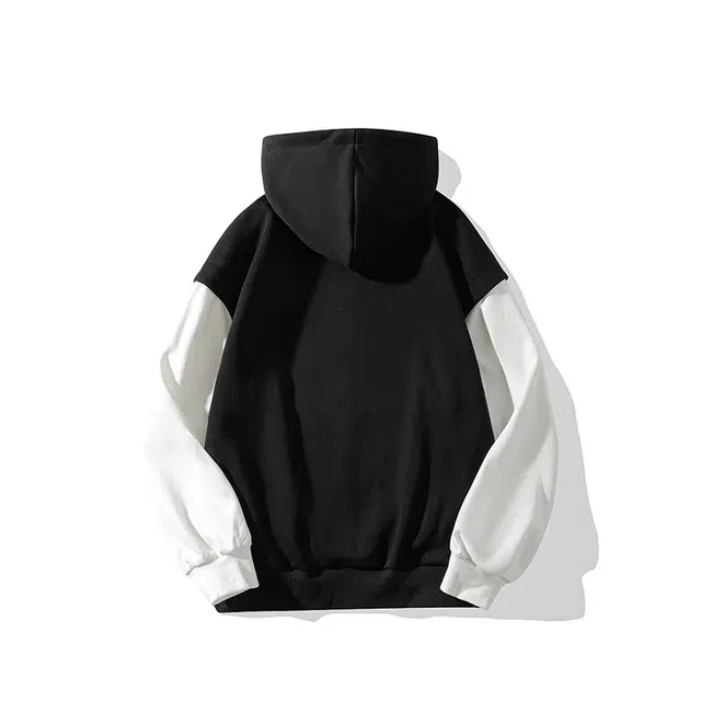 华夏儿女 早秋时尚潮牌男士假两件拼接袋鼠兜连帽潮流韩版宽松卫衣 男款