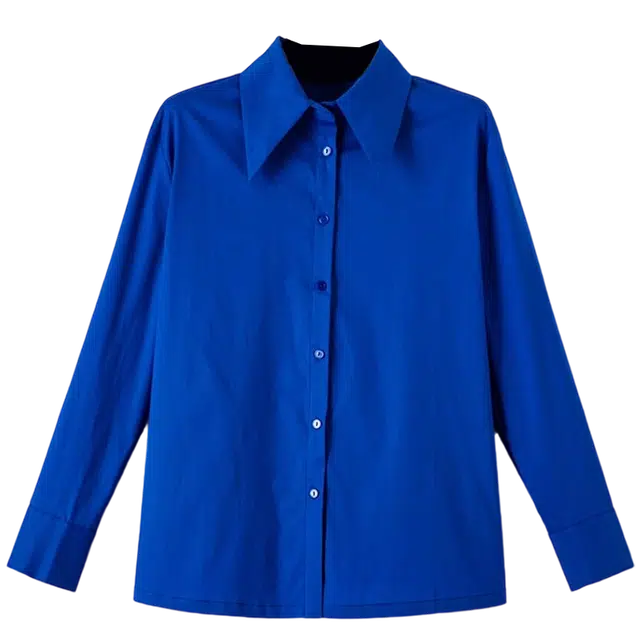 晚白 显白翻领纯色韩式百搭衬衫 女款