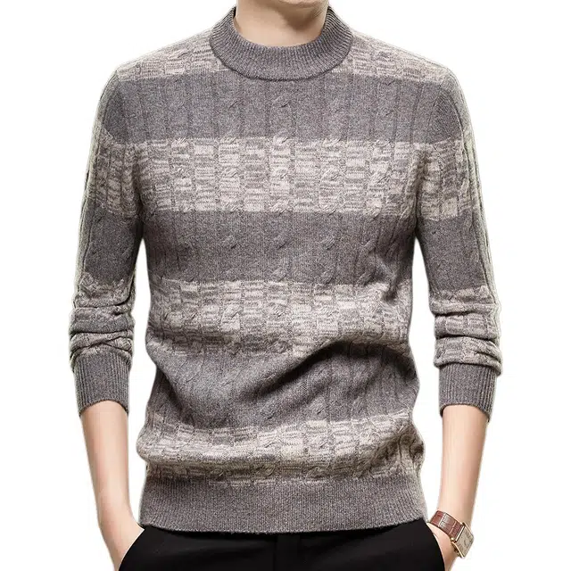 太子龍 秋冬季条纹休闲打底衫针织衫 男款