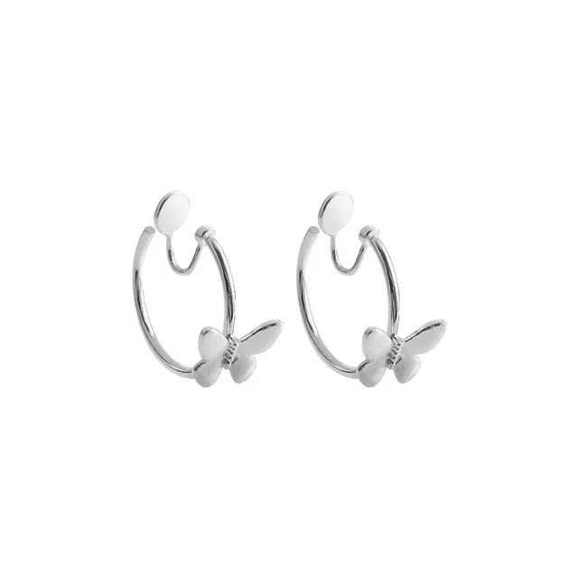 希遇 镶蝶憩心尖 精致小巧可爱独特个性优雅时尚小众冷淡风高级 合金 耳夹 女款